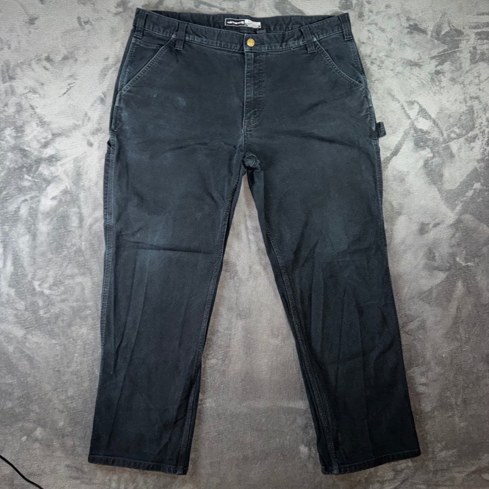 Mens 40x30 Carhartt Relaxed Fit Carpenter Pants Black Excellent Workwear Canvas